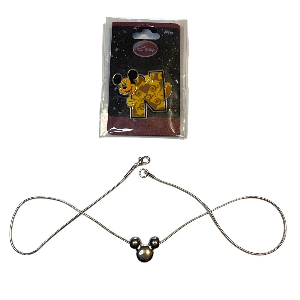 Disney Silver Necklace and Pin “N” Authentic From Disneyland 28” Kids Jewelry